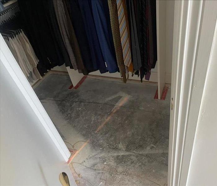 Water and Mold remediation in a walk in closet of an Aventura  Home
