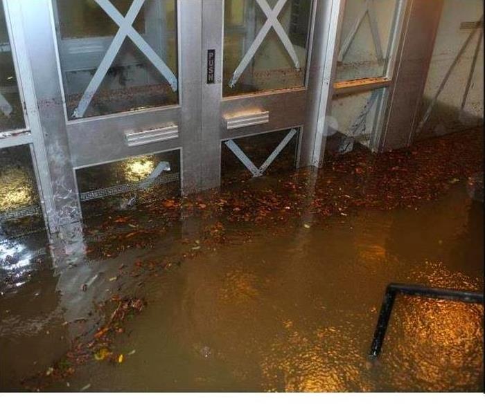 Flooded commercial building