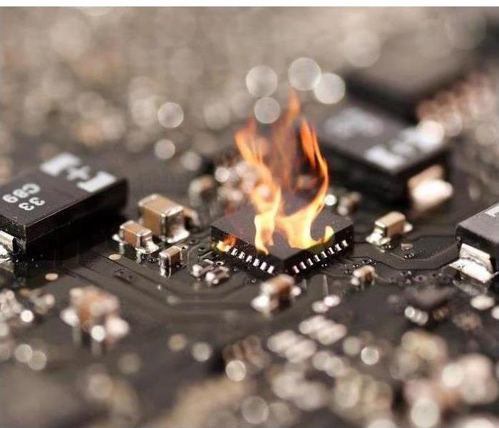 ic or chip in circuit board fire burn